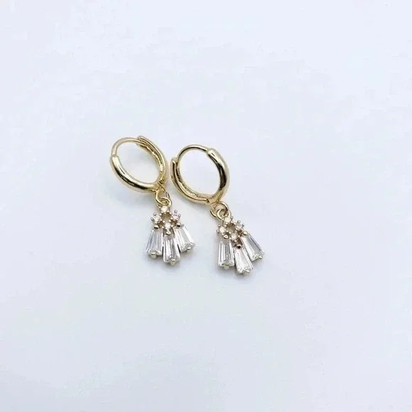 PETIT Cubic Zirconia Huggie Hoops Earrings - Picture 1 of 2